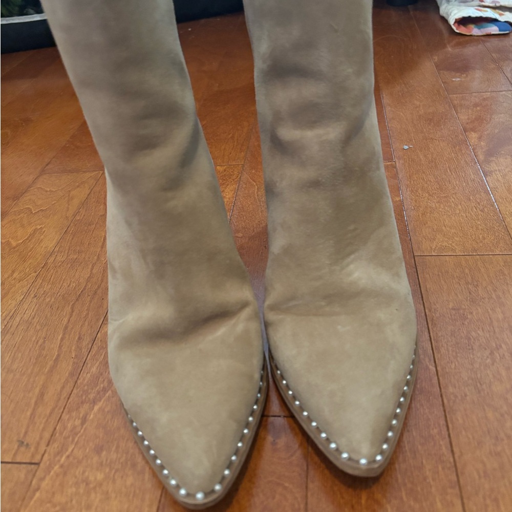 Studded Suede Tan Women's Boots
